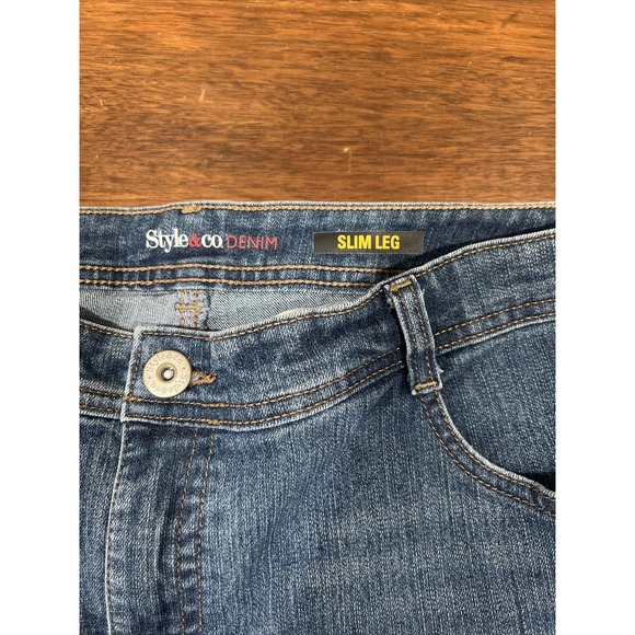Style And Co. Denim Jeans Women 16 Petite Slim Leg Medium‎ Wash - Picture 3 of 10